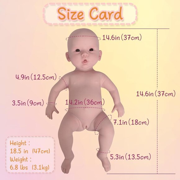 🆕 18.5 inches Full Body Silicone Reborn Baby Not Vinyl Beige Baby Dolls Girl - Picture 2 of 5